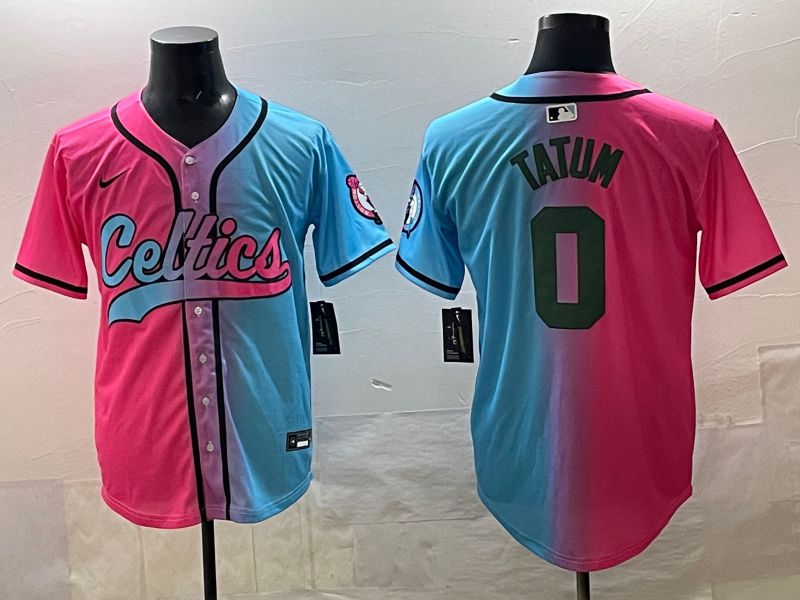 Men 2025 Boston Celtics #0 Tatum Blue pink Nike NBA Jersey style 01